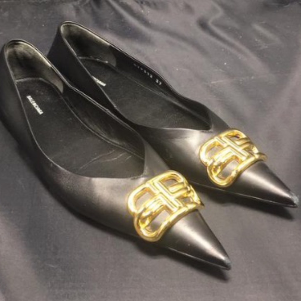 Balenciaga Black Square Knife Ballet Flats